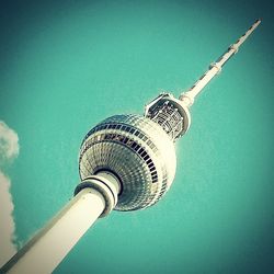 Low angle view of communications tower