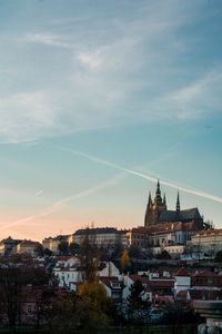 Low angle view of buildings in city against sky