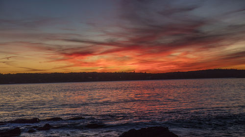 Scenic view of sea at sunset