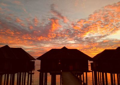 Silhouette built structure against sky during sunset