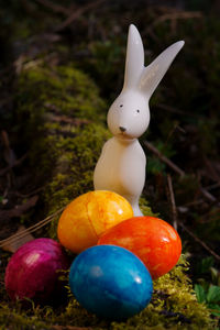 Close-up of multi colored easter eggs