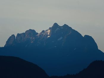 Scenic view of mountains against clear sky