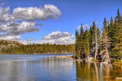 Scenic view of lake against sky