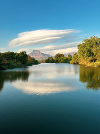 Scenic view of lake against sky