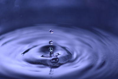 Close-up of drop falling in water