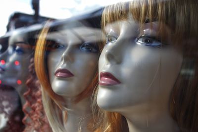 Close-up portrait of woman in store