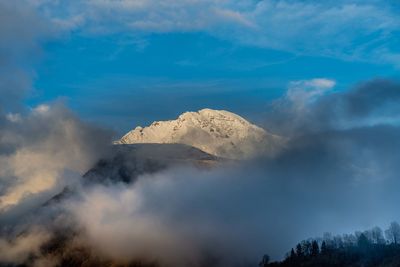 Panoramic view of volcanic mountain against sky