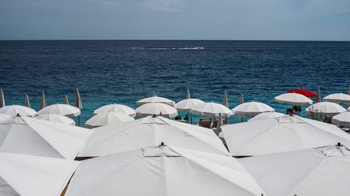 Panoramic view of sea against clear sky