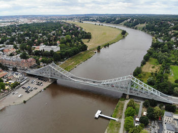 High angle view of bridge over river in city