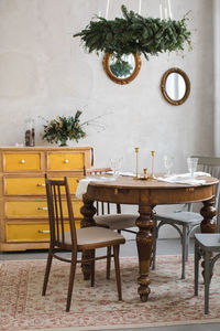 Dining room with christmas decoration