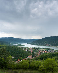 Scenic view of townscape against sky