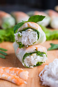 Close-up of japanese food on table