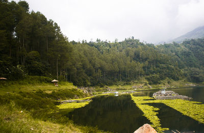 Panoramic view of telagamenjer lake in wonosobo central java indonesia