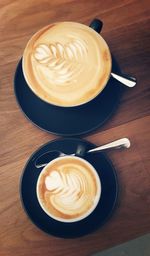 Close-up of cappuccino on table