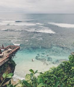 High angle view of beach against sky