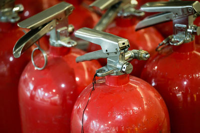 Close up of fire extinguishers