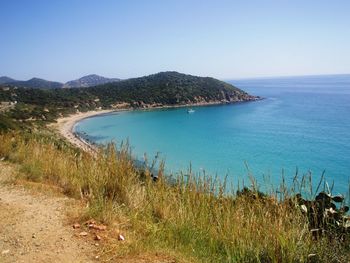 Scenic view of sea against clear sky