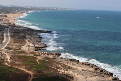 High angle view of beach