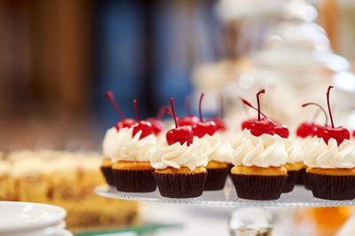 Close-up of cupcakes on table