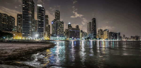 Illuminated city at night