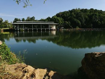 View of bridge over lake