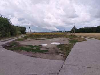 Road by landscape against sky