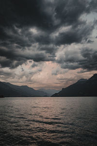 Scenic view of sea against sky during sunset