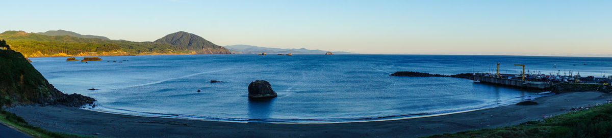 Scenic view of sea against clear sky