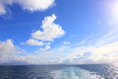 View of calm sea against cloudy sky