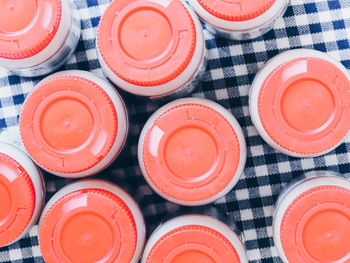 Directly above shot of jars on table