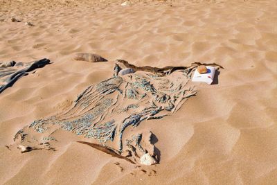 High angle view of sand dune on beach