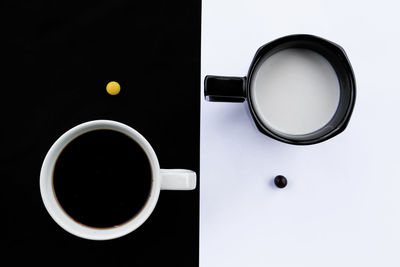 Directly above shot of coffee cup on table