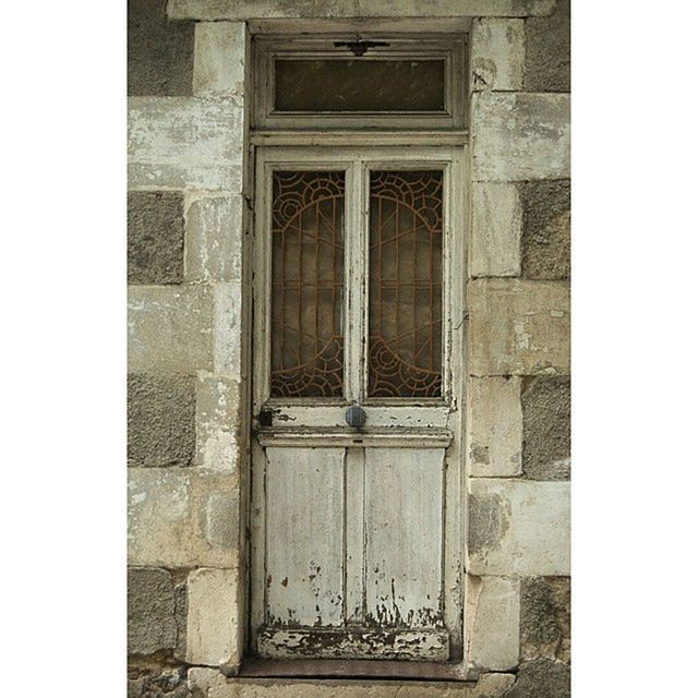 architecture, building exterior, built structure, transfer print, window, door, closed, auto post production filter, house, entrance, wood - material, day, old, outdoors, safety, residential structure, no people, wall - building feature, protection, building