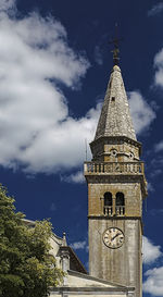 Low angle view of church against cloudy sky