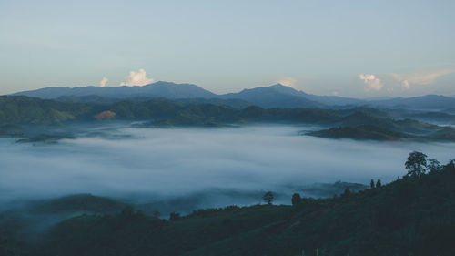 Scenic view of mountains against sky