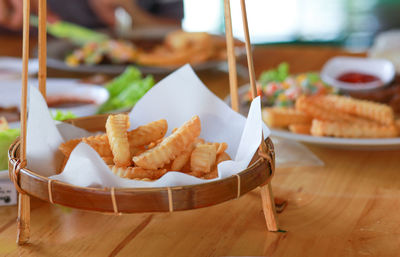 Close-up of food on table