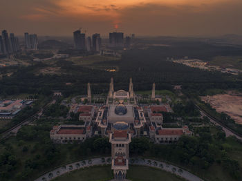 High angle view of buildings in city