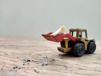 Close-up of toy car on table