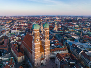 High angle view of townscape against sky