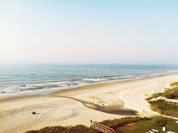 Scenic view of sea against clear sky