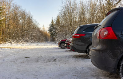 Car parked on road during winter