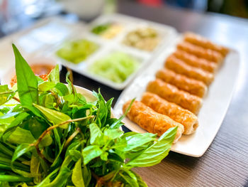 High angle view of food on table