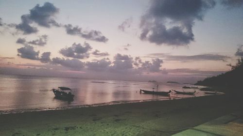 Scenic view of sea at sunset