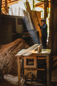 Man working on wood