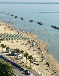 High angle view of people on beach