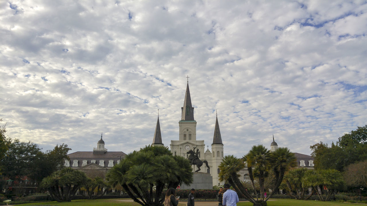 VIEW OF CHURCH AGAINST CLOUDY SKY