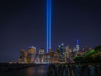 Illuminated buildings nyc september 11