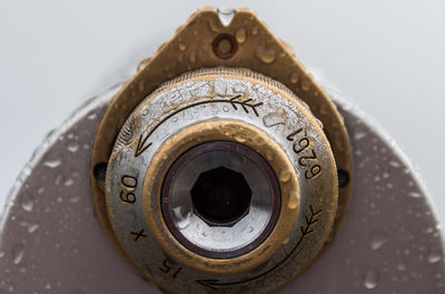 Close-up of wet binoculars