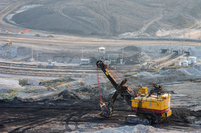 High angle view of construction site, lignite coal coal power plant.