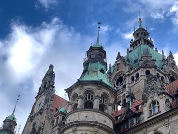 Low angle view of temple building against sky
